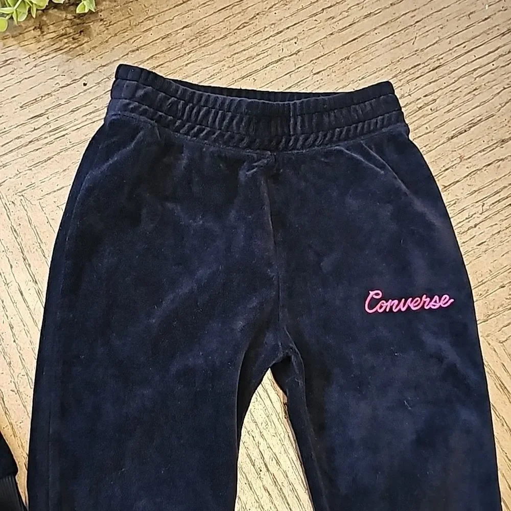 Black velvet jogger set XS size 4 Converse